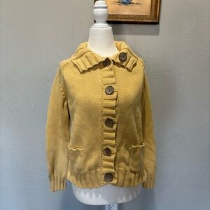 Chico’s Preppy Butter Yellow Button Front Cardigan Sweater – Size 1 (M)